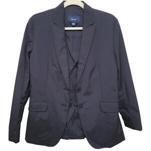 Façonnable Navy Blue Blazer Nylon Blend Puffer Two Button Jacket Size 8